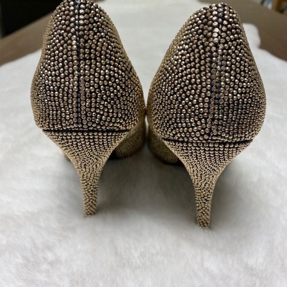 Nina Metallic Gold Studded Heels Pumps, size 7.5 - Picture 8 of 8